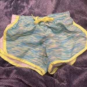 Striped Yellow and Blue Women's Shorts